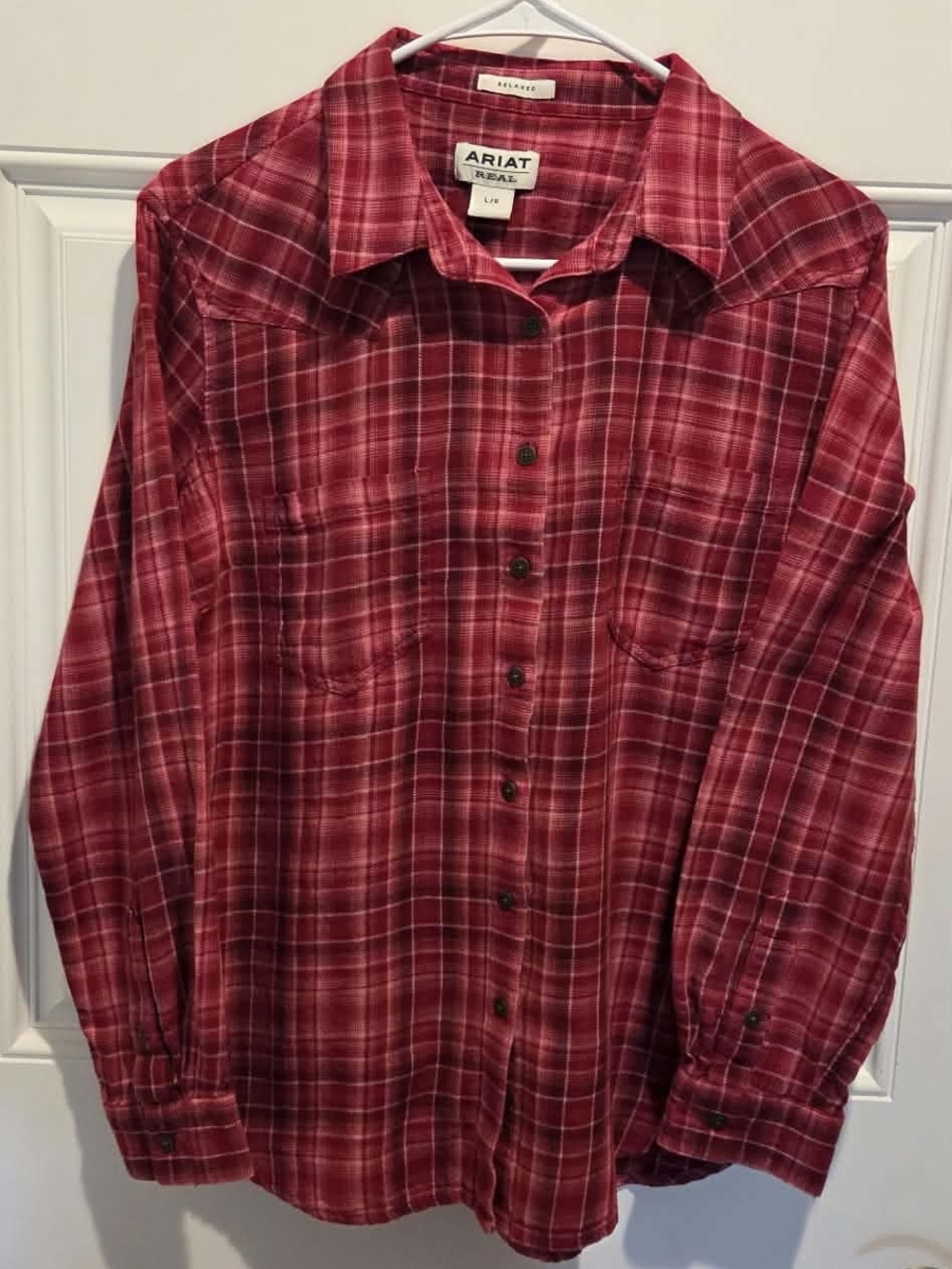 Ariat Red Plaid Long-Sleeve Button Down Shirt